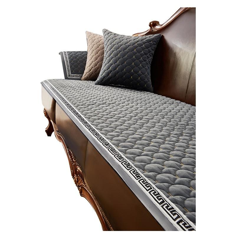 Winter Thick Plush Sofa Cushion Cover European Style Leather Non-Slip Milk Fleece Pad With PP Cotton Fill