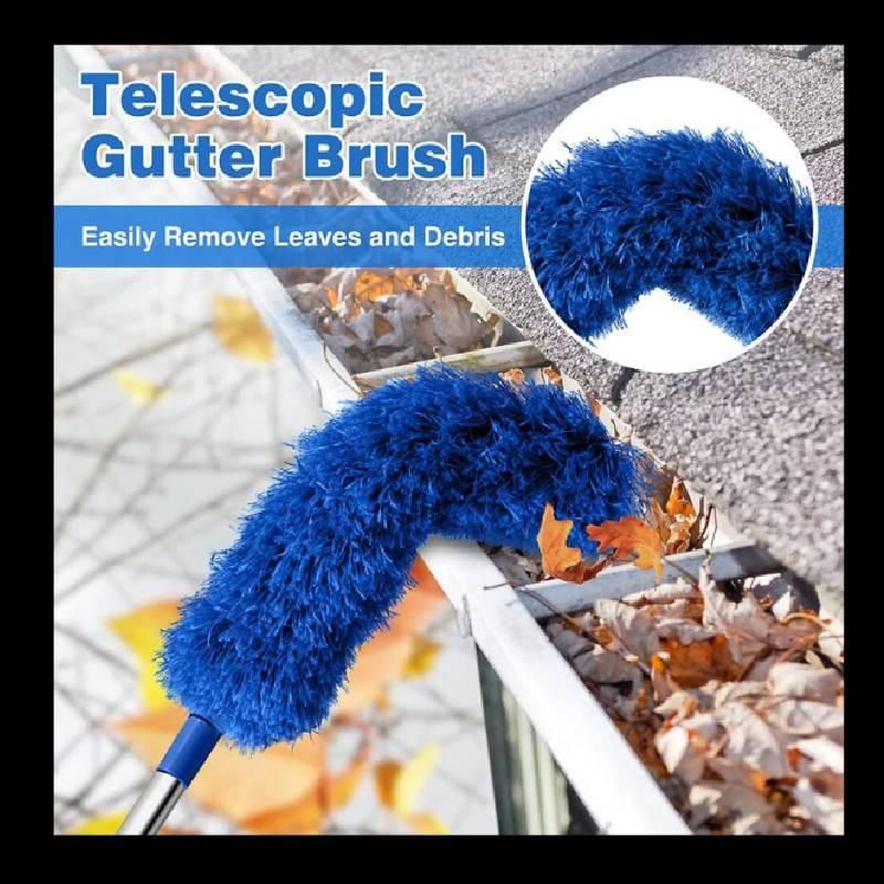 Roof And Gutter Cleaning Tool With Telescopic Pole And Dust Brush For Household Use
