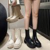 Fashion Elastic Short Boots Thick Heel Round Head Thick Sole Short Tube Martin Boots Women's Korean Version Spring and Autumn New Small Thin Boots