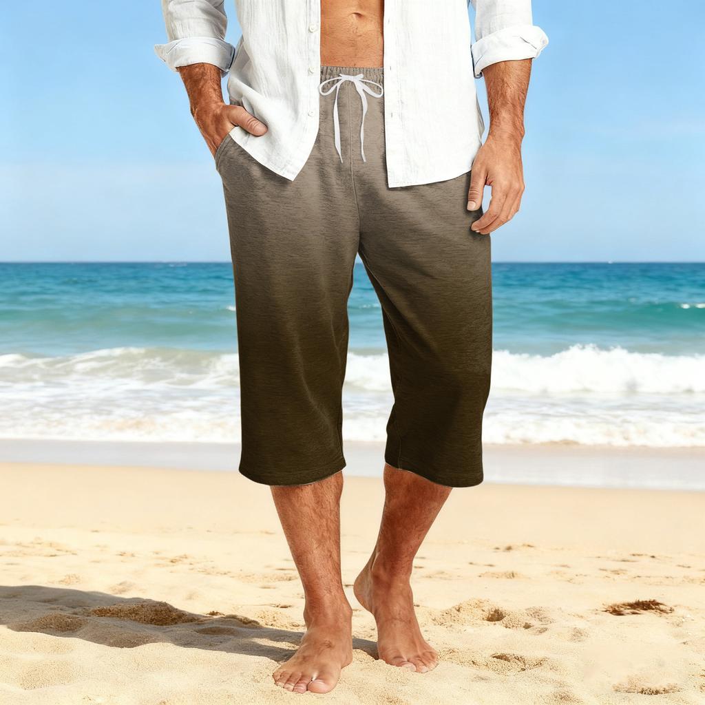 Men's Casual Drawstring Cropped Shorts
