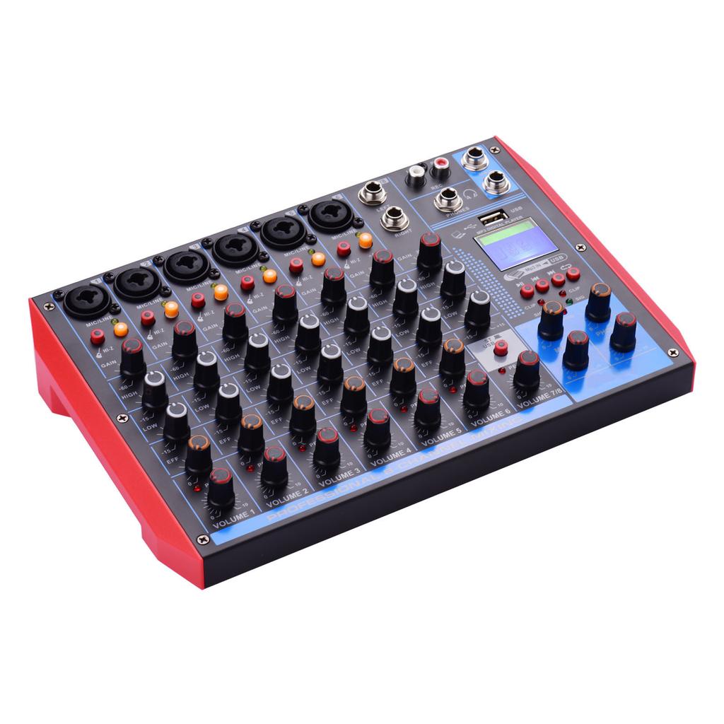 Портативный 8-канальный микшерный пульт AG-8, цифровой аудиомикшер + фантомное питание 48 В, поддержка BT/USB/MP3