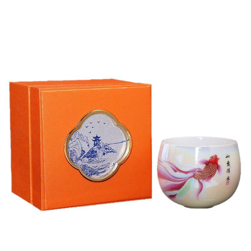 Jiongtai Hui Dehua porcelain teacup is like a duck to water, new Chinese semi-handmade master cup ceramic tea cup business gift