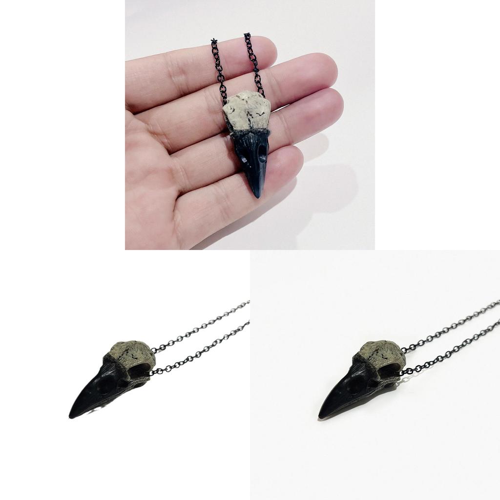Halloween Raven Skull Necklace With Cross Chain For Women Fashion Accessory