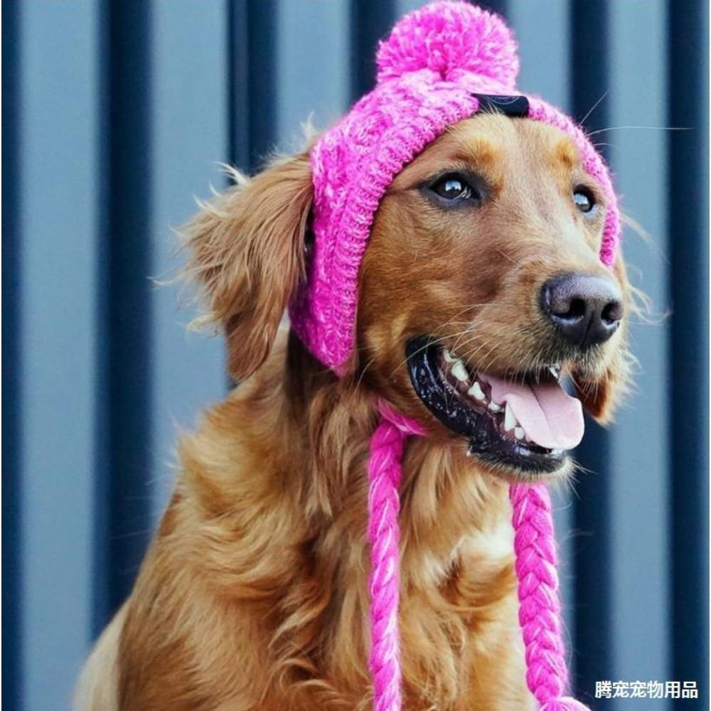 Новый головной убор для питомца осень-зима помпон теплый и антифриз ветрозащитный пушистый шар вязаный французское ведро большая и маленькая собака вязаная шапка
