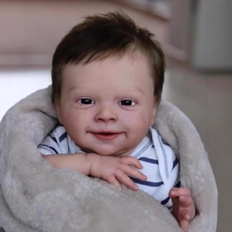 18 Inch Lifelike Reborn Dolls Sebastian Cloth Body Soft Real Looking Simulation Baby Toy Doll Beauty Smiling Face Rebirth Doll Christmas Holiday Gifts