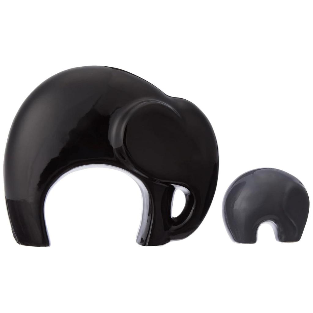 Новый домашний декор Happy Charm Elephant Mother and Child Set | Керамические фигурки с отделкой Piano Finish (Набор из 2 предметов, черный и серый)