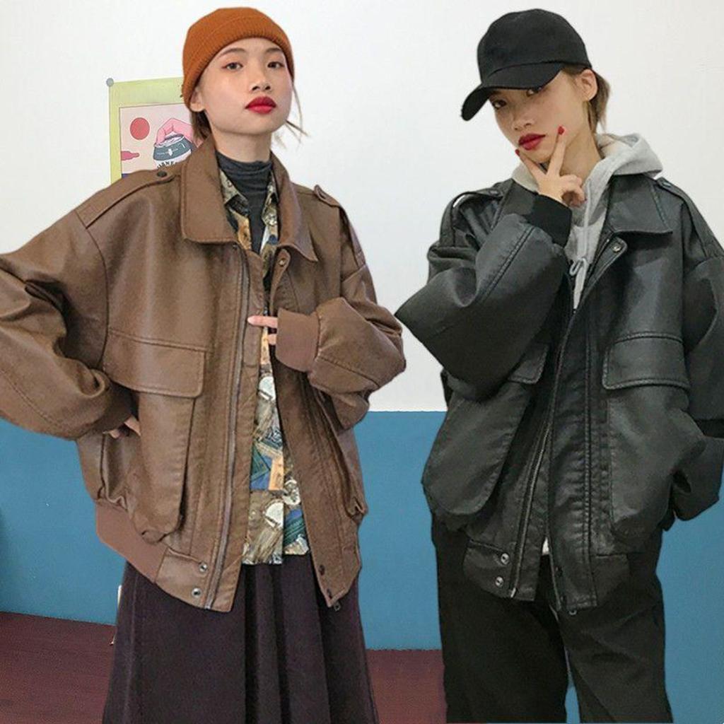 Винтажное женское кожаное пальто, осенне-зимняя куртка нового стиля в западном стиле с толстым парным пальто