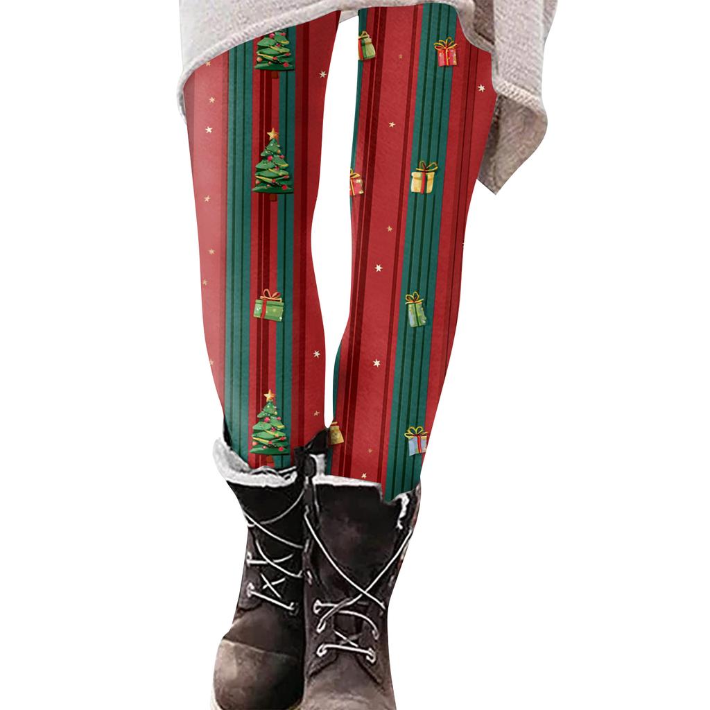 Женские рождественские облегающие эластичные повседневные брюки для йоги