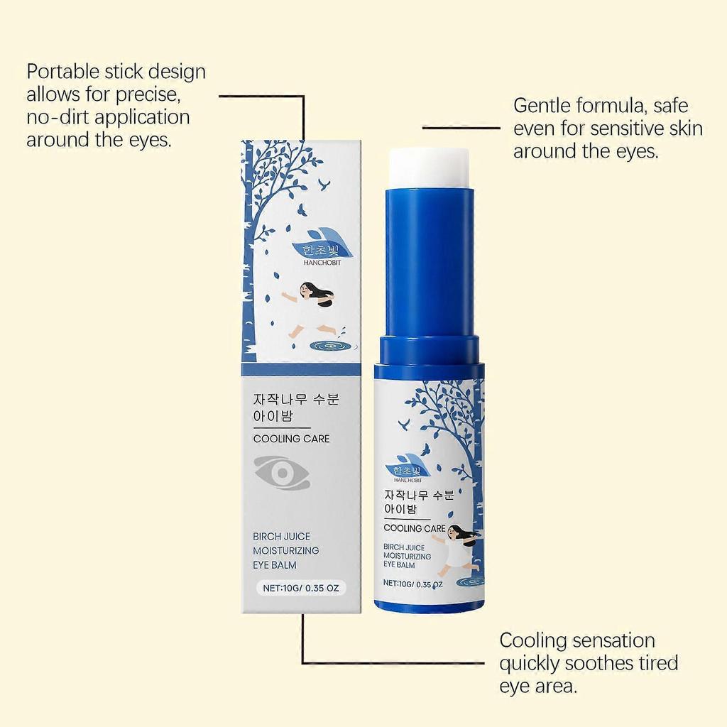 Birch Juice Moisturizing Eye Balm Stick - Cooling Care for Sensitive Skin, Deep Hydration, Soothes Tired Eyes, Portable Precision Application