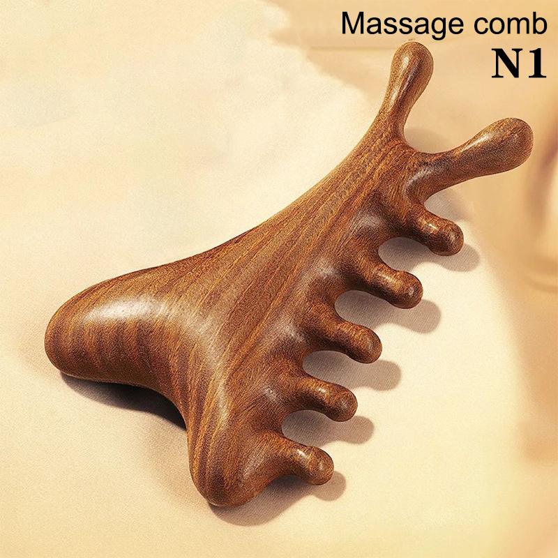 Многофункциональная деревянная массажная расческа для головы Meridian Health, сандаловое дерево, большой широкий зуб, точечная расческа Guasha