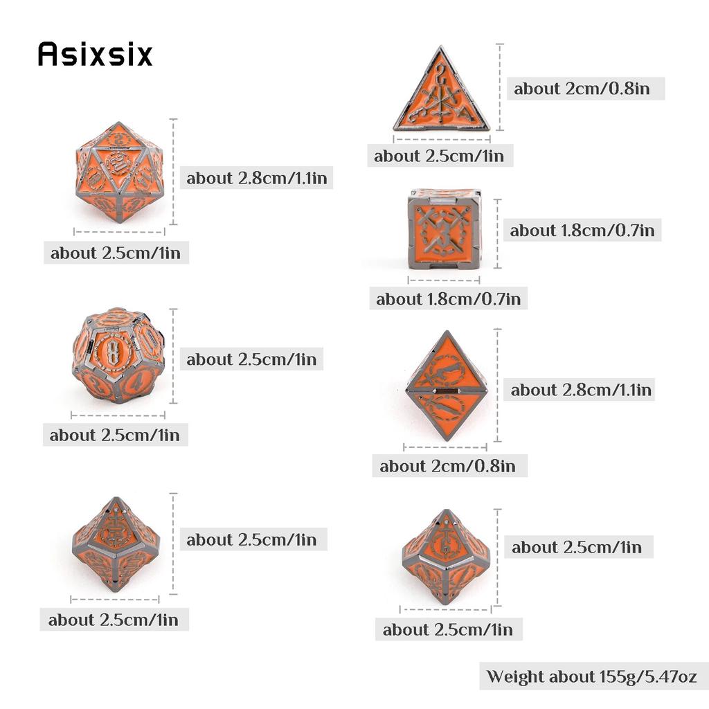 7 шт. оранжевые, серебряные двойные мечи, металлические кубики, набор твердых многогранных кубиков, подходящий для ролевой ролевой настольной игры