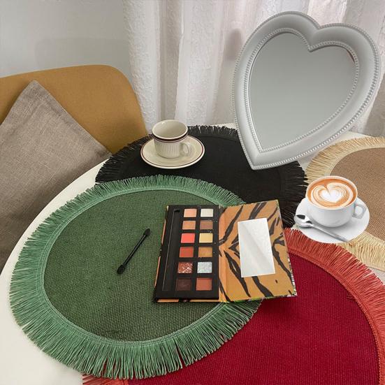 Коврик для обеденного стола с практичной отделкой кисточками, многоцветный коврик для столовых приборов, универсальный защитный коврик для стола, коврик для макраме, коврик для обеденного стола, реквизит для фотографий