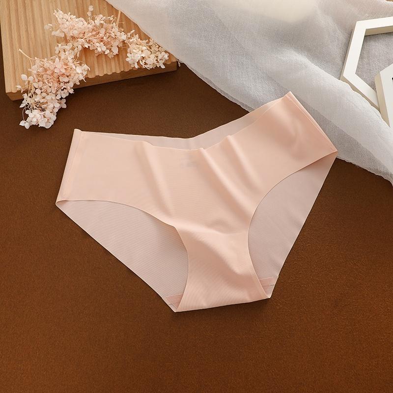Ice Silk Seamless Panty for Women Deep-V Design One-piece Breathable Mid Rise Sexy Panties Panty