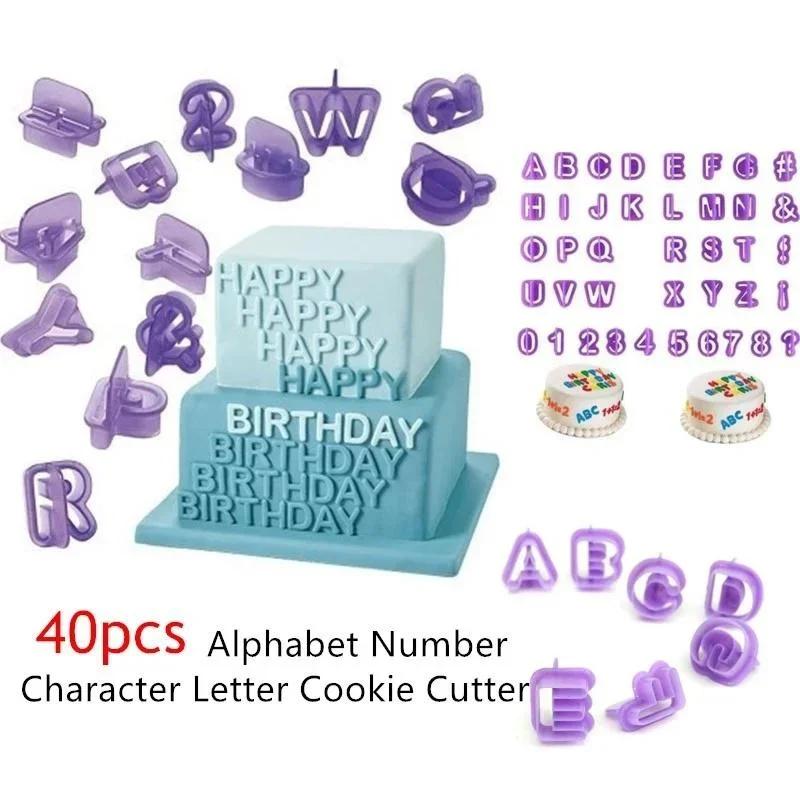 40 Pcs Cute Alphabet Number Character Letter Cookie Cutter Fondant Cake Biscuit Baking Mould DIY Handle Kitchen Baking Supplies