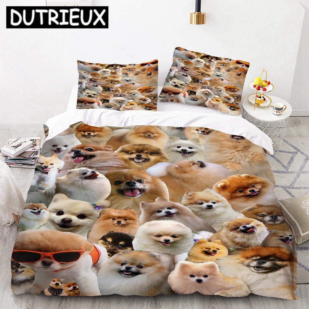 Cute Cartoon Dogs Animal 3D Duvet Cover Bedding Set Comforter Linen Pillowcases Quilt Cover Home Decor Single Double Twin Queen