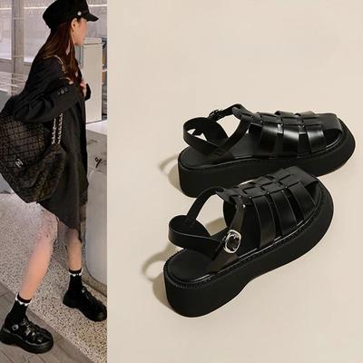 Новый тип туфель-багетов на толстой подошве, пляжные туфли на одной пуговице в Баотоу