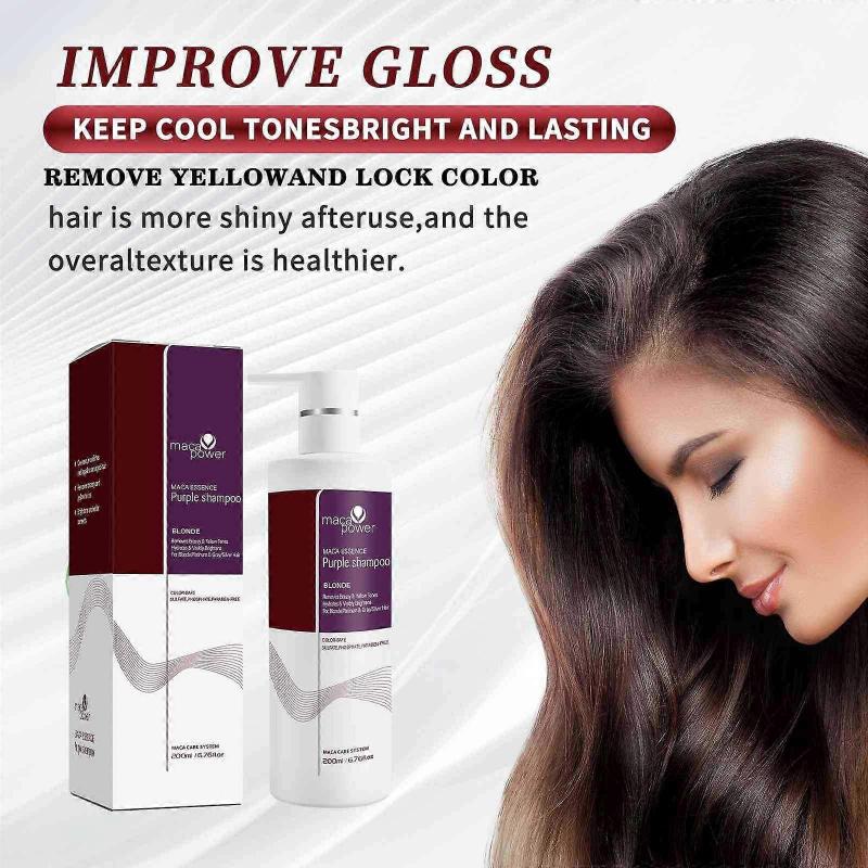 Набор: Натуральный фиолетовый шампунь и фиолетовая маска для волос с макой. Профессиональный. Нейтрализует медь и желтые оттенки. Для осветленных, серебристых, седых, мелированных волос. Уход