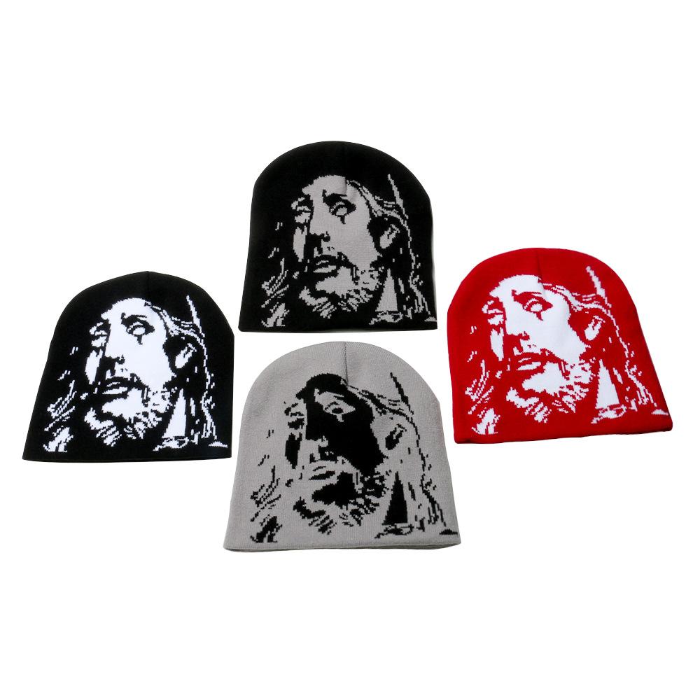 2025 новая жаккардовая вязаная шапка популярная головная шерстяная шапка модная уличная теплая шапка мужская и женская