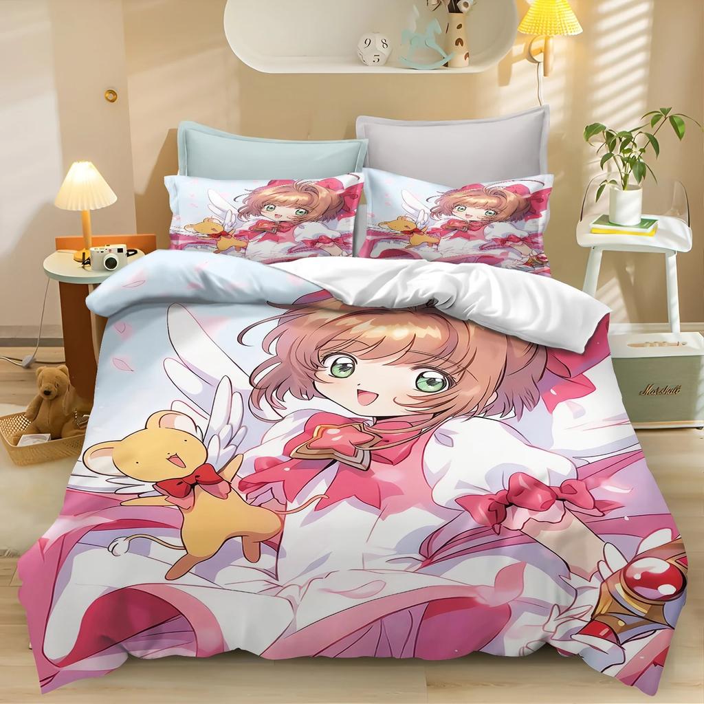 Catoon Bedding Set Cardcaptor SSakura Boys Girls Single/Double/Queen Size Duvet Cover Pillowcase Bed Kids Adult 2/3piece set