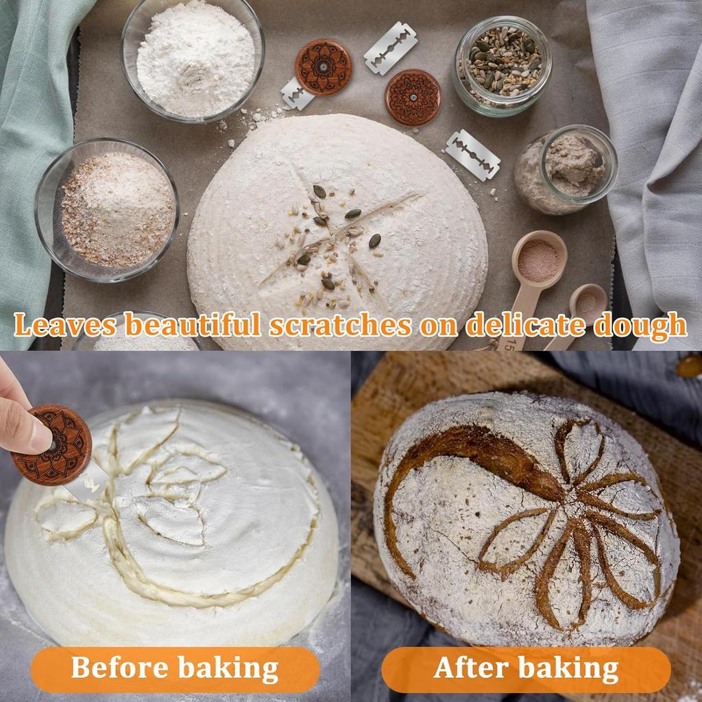 2Pcs UFO Bread Lame Cutter for Scoring Homemade Dough Bread Dough Scoring Tool with 10 Blades 4.8cm Stainless Steel Sourdough Bread Scorer Dough