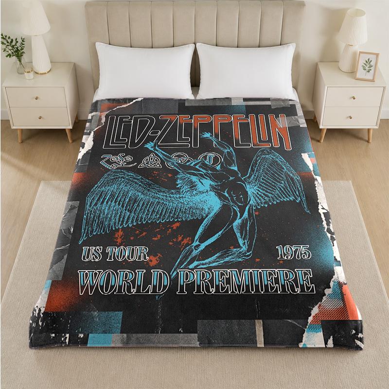 Фланелевое одеяло с принтом Led Zeppelin, уютное, легкое, плюшевое покрывало для кровати, дивана, домашнего использования