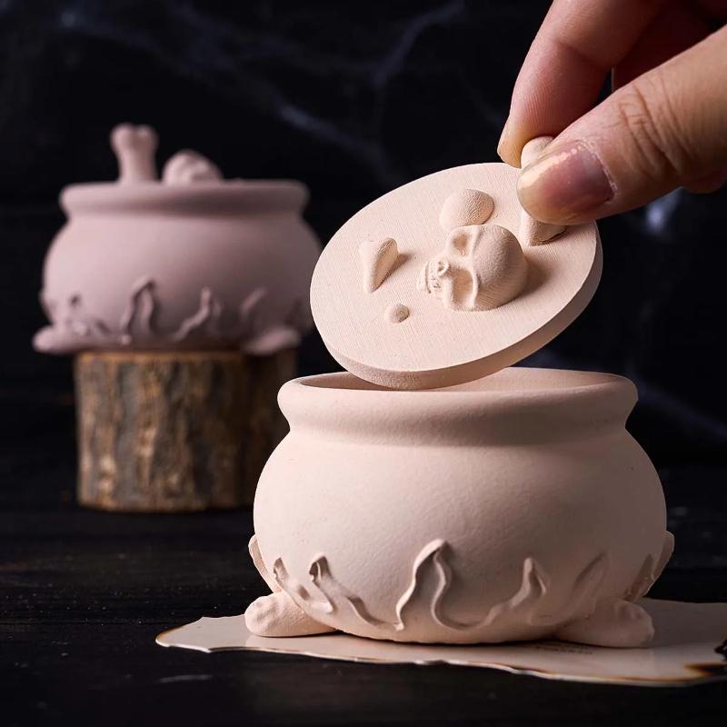 Хэллоуин Череп Свеча Банка Силиконовая Форма для DIY Ручной Работы Шкатулка для Хранения Украшений Домашний Декор Гипс Смола Поделка Формовка Украшение