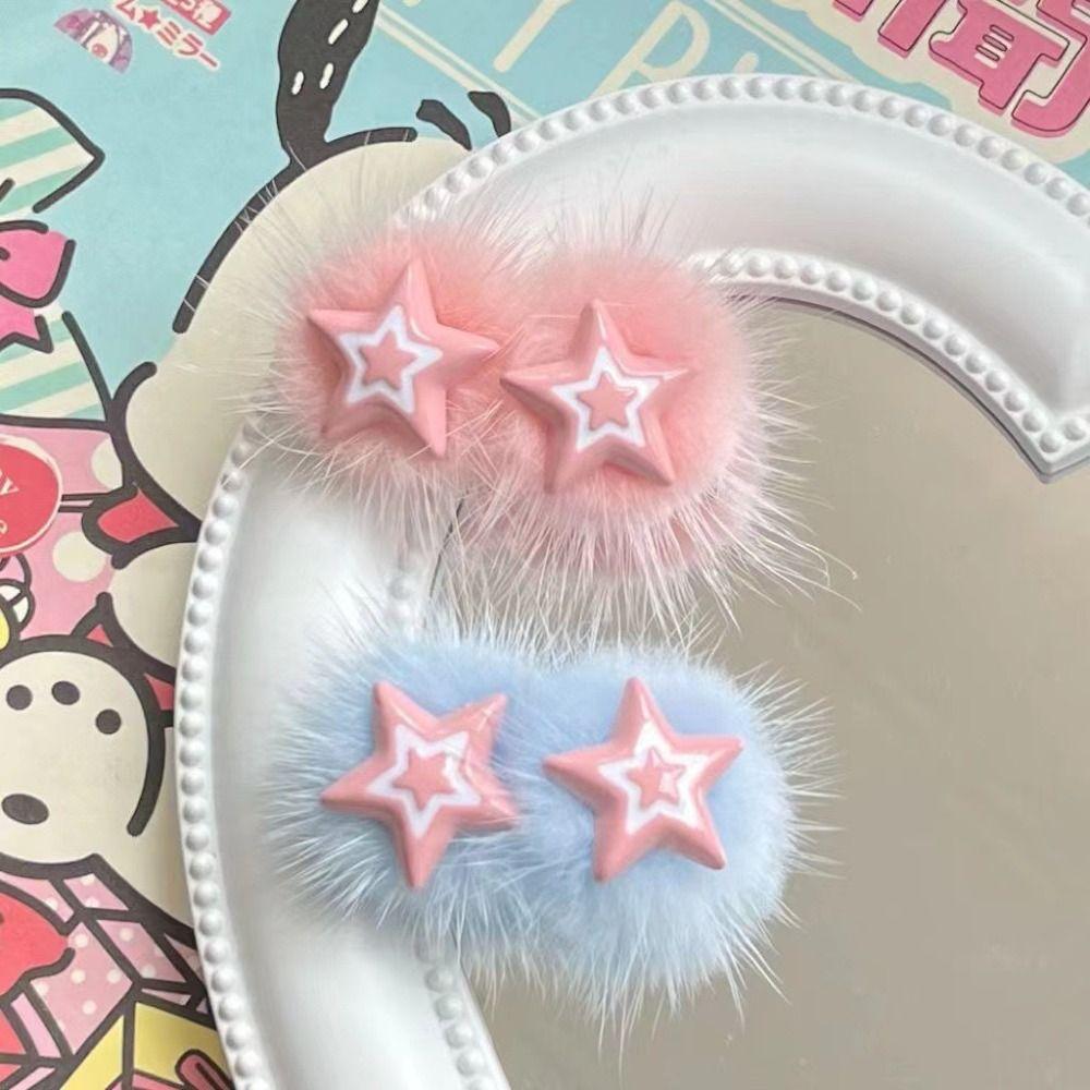 Ornament Plush Star Hair Clip Hair Accessories Sweet Fluffy Barrettes Plush BB Hairpins Girls