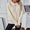 Autumn Winter Vintage Loose Long Sleeve Top Solid Color Cardigan Knitwear O-Neck Sweater