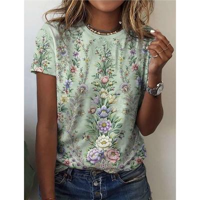 Женская футболка с коротким рукавом, топ с 3D-принтом, повседневная футболка с круглым вырезом, женская свободная футболка