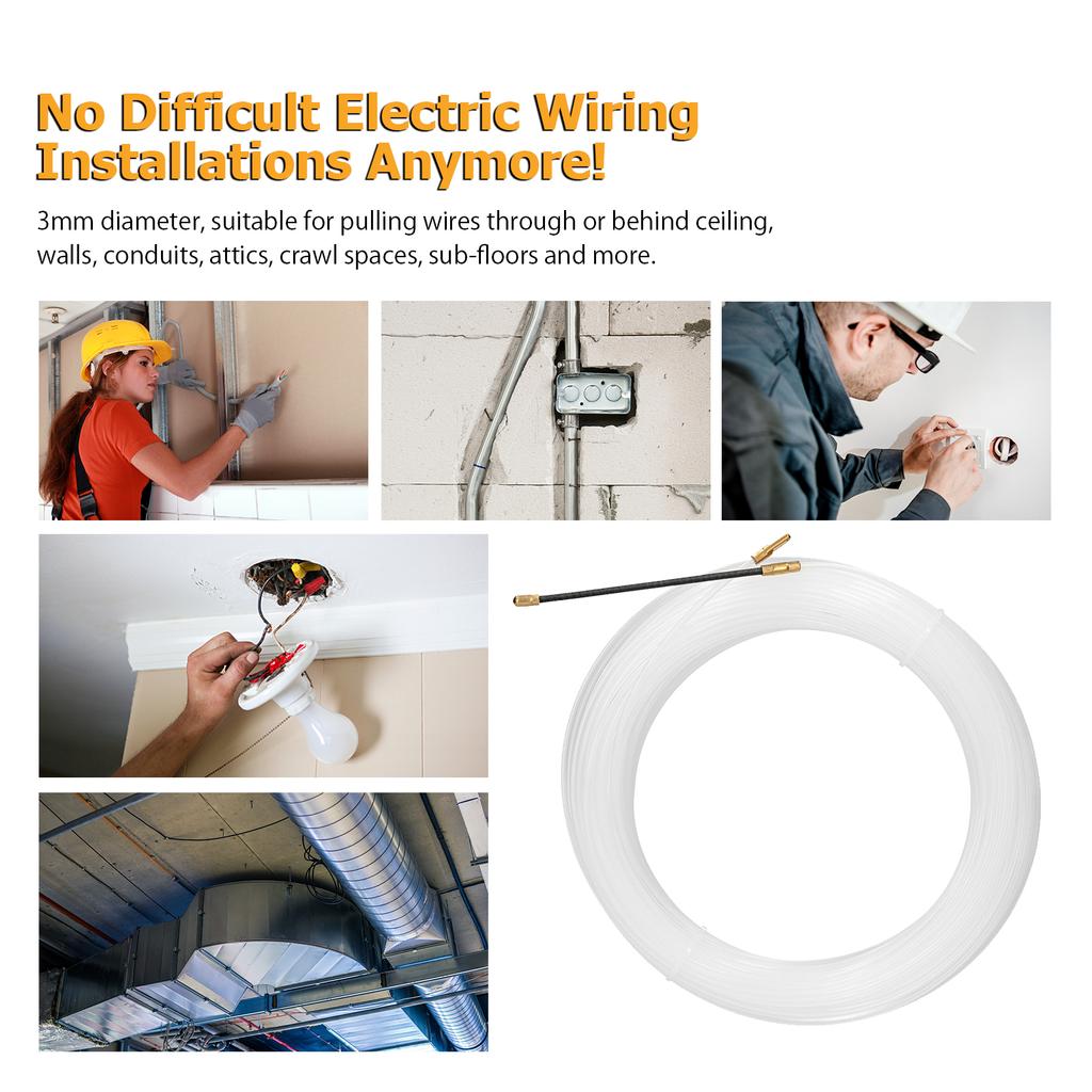 40 м инструмент для вытягивания проволоки из АБС-пластика, инструмент для протягивания кабеля через стену, электрический проволокопровод из АБС-пластика