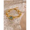 Yhpup Stainless Steel Natural Stone Fashion Chain Bracelet Bangle France PVD Gold Plated High Quality Summer Wrist Charm Jewelry