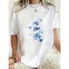Oversized T Shirt Dress Black Blue Butterflies Print Casual Wear