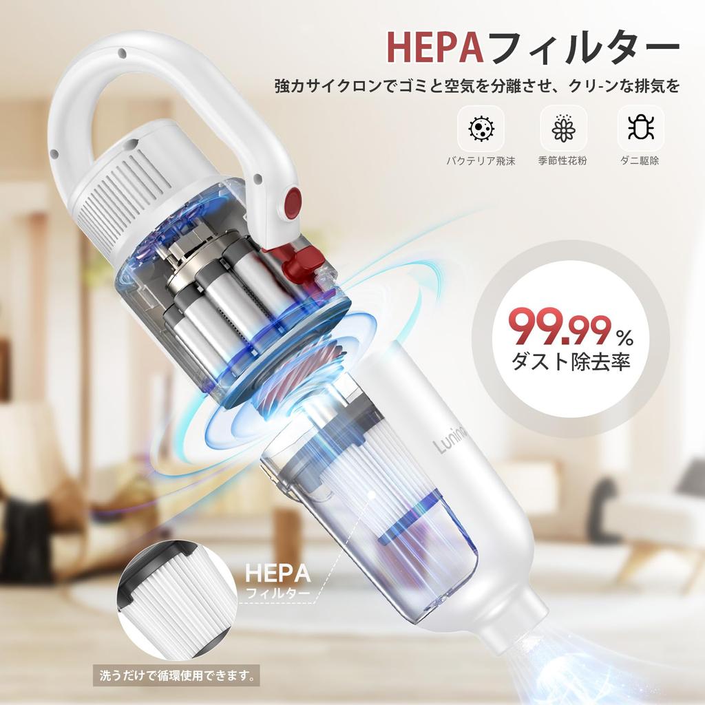 Проводной пылесос с очень сильным всасыванием Пылесос LUNINO Cyclone Впервые выпущен в 2024 году 2-сторонний пылесос с ручкой Не требуется бумажный пакет HEPA