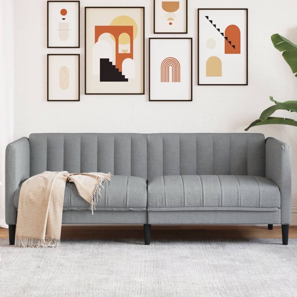 2 Seater Sofa Light Grey Fabric
