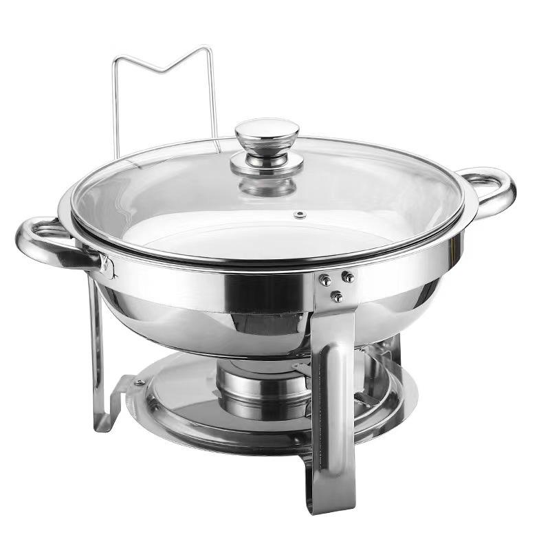 Stainless Steel Round Buffet Stove - Commercial Food Warmer & Chafing Dish Heater