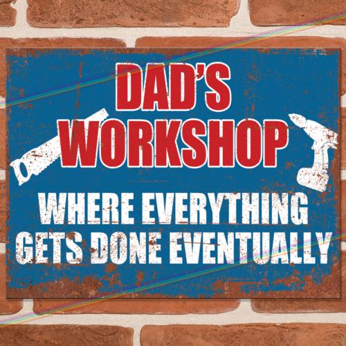 DADS WORKSHOP Funny Metal Signs Mancave Shed Bar Pub Garage Father Gift Tin SignAluminum