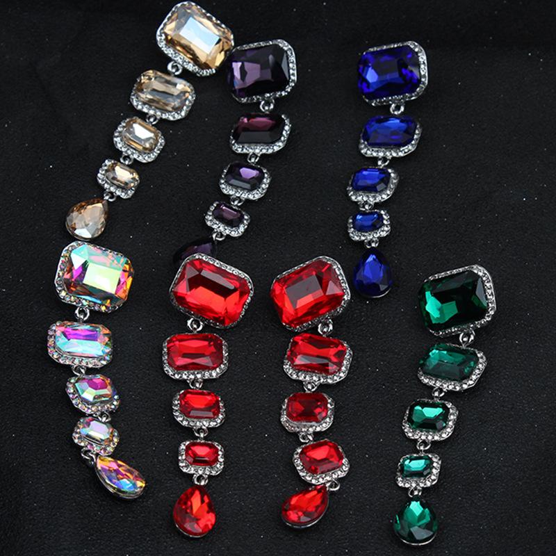Серьги с преувеличенными кристаллами и драгоценными камнями с бриллиантами, длинные серьги, женский модный темперамент, универсальные украшения для ушей