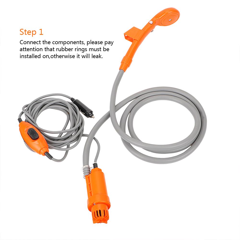 Портативный автомобильный душ для кемпинга на открытом воздухе, дорожный душ универсальный с прикуривателем, автомойка DC 12В, инструмент для мытья и чистки автомобиля