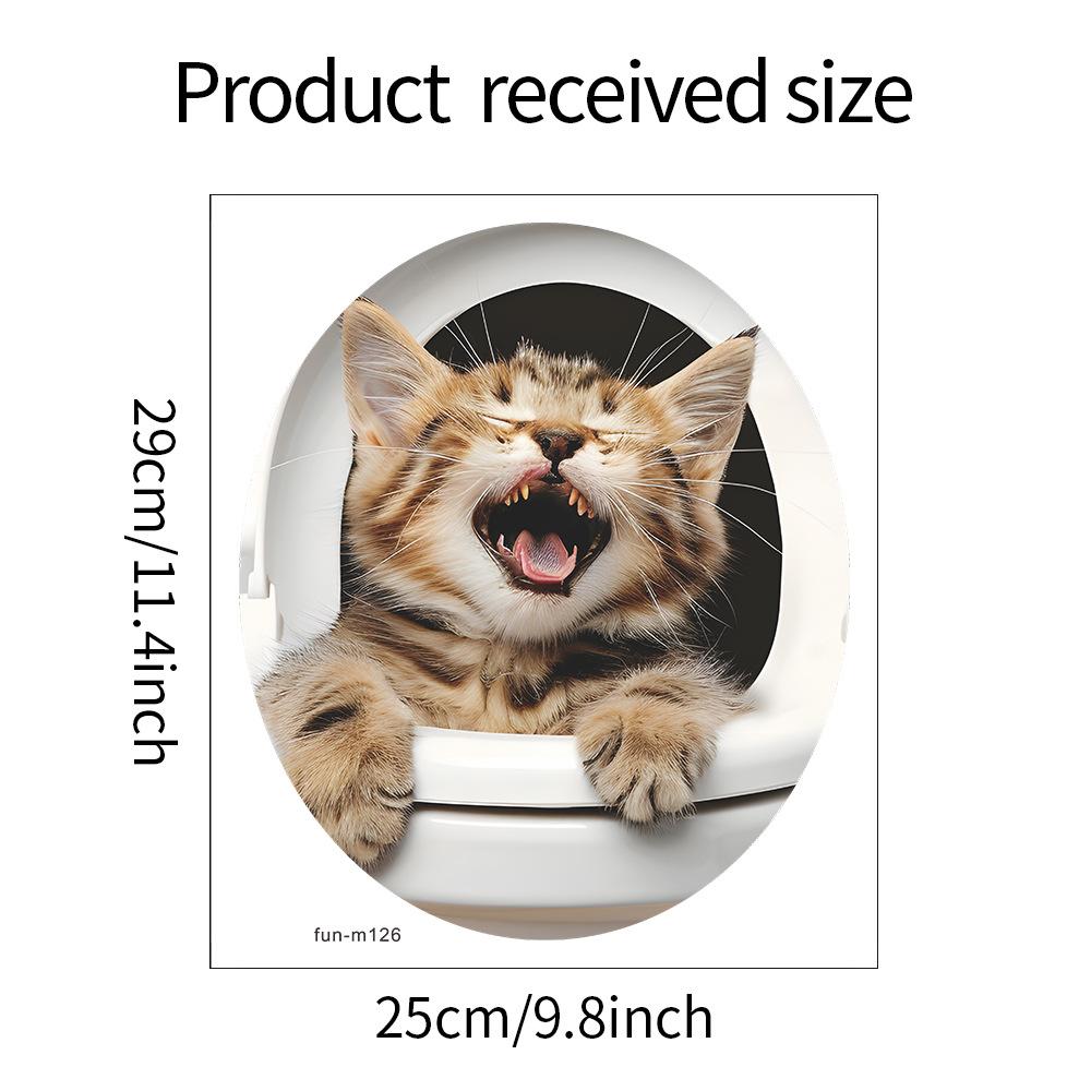 Комбинация мультфильм милый кот туалетный столб ванная комната украшение ванной декоративные настенные наклейки самоклеящиеся