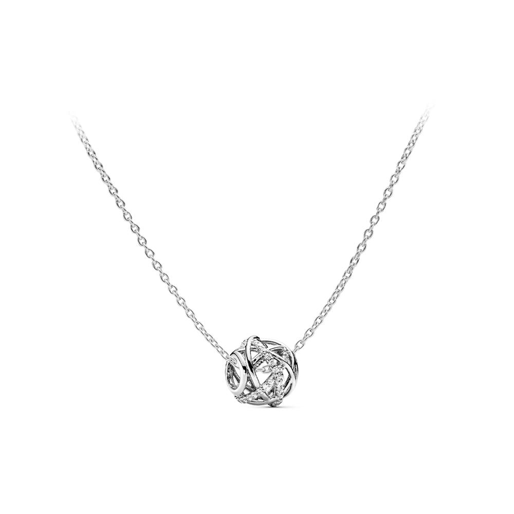Pandora 925 Sterling Silver Synthetic Cubic Zirconia Necklaces Unisex ZT2024102510A
