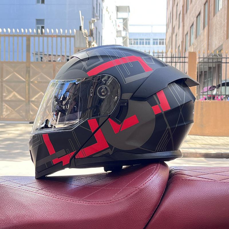 Motorcycle Helmet Peel-off Helmet Men's and Women's Full Helmets Bluetooth Personality Four-season Locomotive Big Tail National Standard