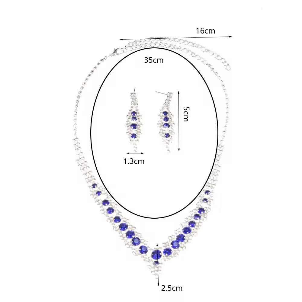 Fashion Rhinestone Necklace Earrings Jewelry Set Women'S Clavicle Chain Banquet Accessories
