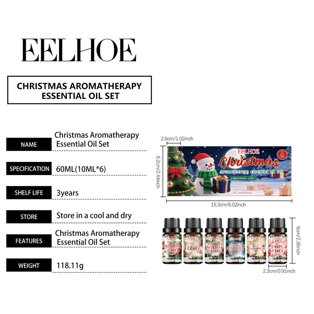 EELHOE Christmas Essential Oil Gift Set Long Lasting Home Fragrance Relaxing Aromatherapy Oil Set