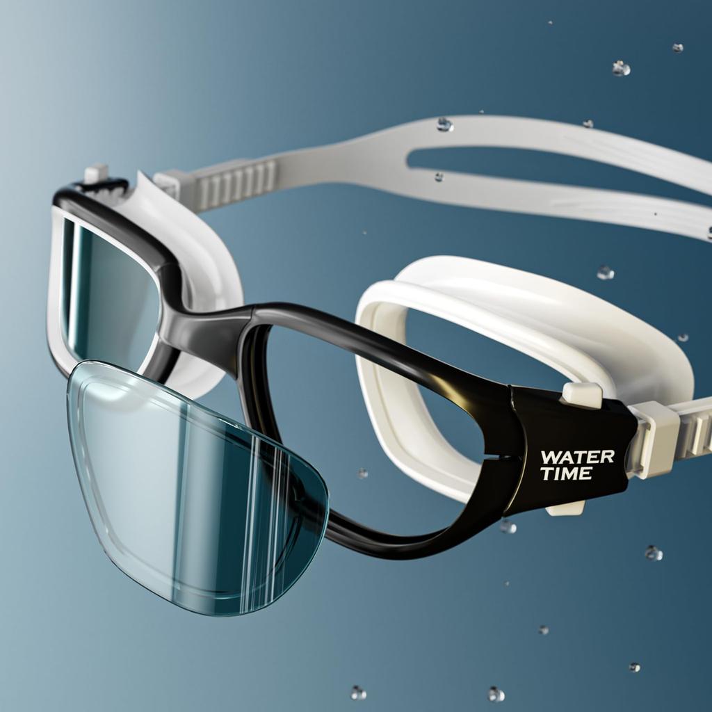 WATERTIME Swimming UV Silicone Large Comfortable Adult Goggles Goggles, Unisex, Protection, Waterproof, Ultra-Flexible Mat, Indoor/Outdoor Use, Frame,