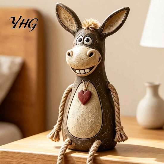 Stable Resin Craft Ornament Donkey Shelf Sitter Figurine, Dangling Leg Farm Animal Statue, Rustic Unique Housewarming Gift Country Table Edge