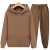 New Men Women Tracksuit Hoodies Casual Solid Color Thick Pullover and Long Pant 2-piece Set Men Autumn Fleece Jogger Sports Suit
