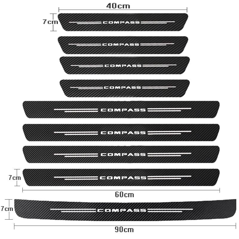 Углеродное волокно автомобильный порог протектор багажник бампер педаль анти царапины водонепроницаемый наклейка наклейки чехол для Jeep Compass
