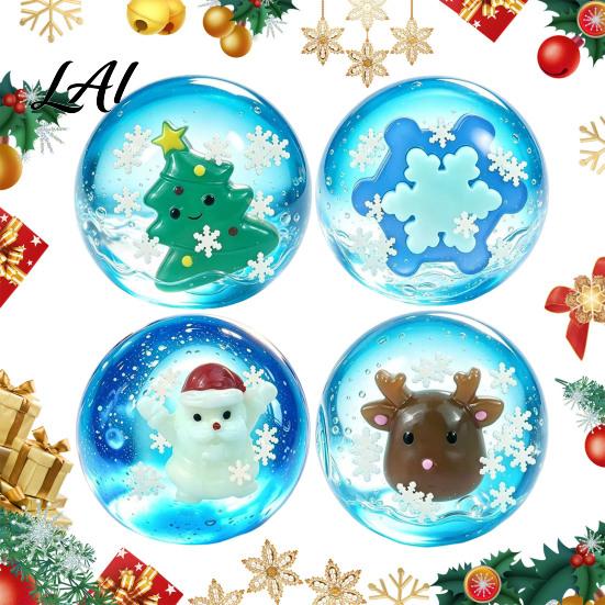Squeeze Ball Sensory Toy Christmas Clear Stress Toy Anxiety Relief with Santa Reindeer Soft Decompression Tree Snowflake Figure Party Favors Desktop