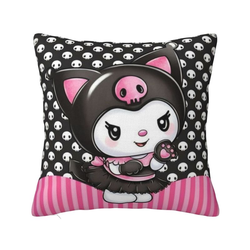 Индивидуальная современная милая наволочка Sanrio Kuromi для подушки, бархатная, кавайная, с мультяшным рисунком, для домашнего декора