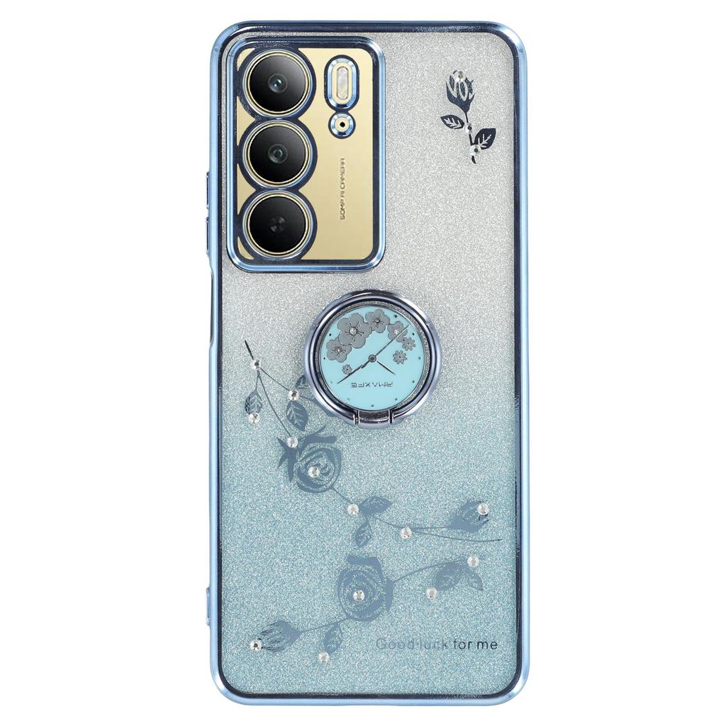 KADEM For Realme C75 4G Case Ring Kickstand TPU Flowers Phone Cover Gradient Glitter